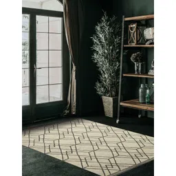 saraswatii global Off White & Grey Geometric Printed Woolen Rectangle Carpet-picture-20
