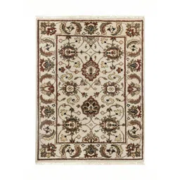 saraswatii global White & Brown Ethnic Motifs Anti-Skid Rectangle Woollen Carpet-picture-11