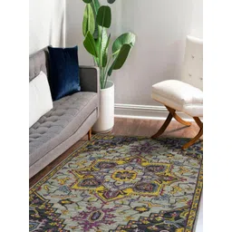saraswatii global Yellow & Purple Bohemian Hand-Tufted Woollen Carpet-picture-20