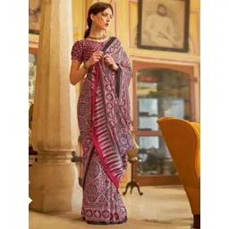 Saree mall Ajrak Block Pure Crepe Bagru Sarees-picture-16