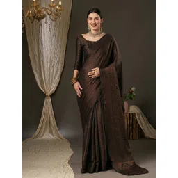 Saree mall Black & Gold-Toned Woven Design Zari Silk Blend Banarasi Sarees-picture-16