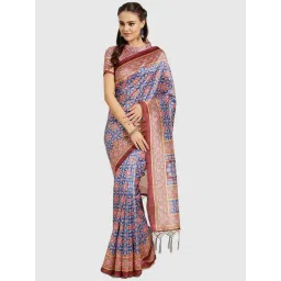 Saree Mall Blue Printed Saree With Unstitched Blouse-picture-37