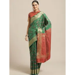 Saree mall Green & Golden Woven Design Banarasi Saree-picture-20
