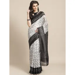 Saree mall Grey & White Woven Design Saree-picture-33