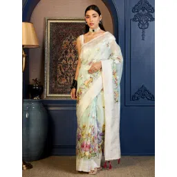 Saree Mall Light Green Cotton Self Saree with Blouse Piece-picture-27