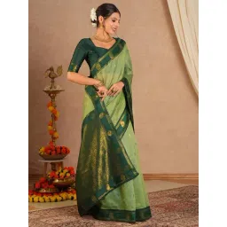Saree Mall Light Green Cotton Self Saree with Blouse Piece-picture-39