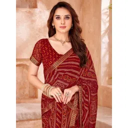 Saree Mall Maroon Chiffon Self Saree with Blouse Piece-picture-24