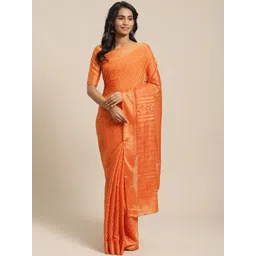 Saree mall Orange & Golden Woven Design Saree-picture-21