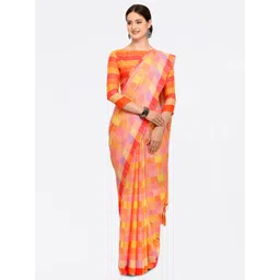 Saree mall Orange Silk Blend Checked Mangalagiri Saree-picture-31