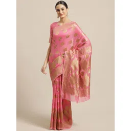 Saree mall Pink & Golden Woven Design Saree-picture-14