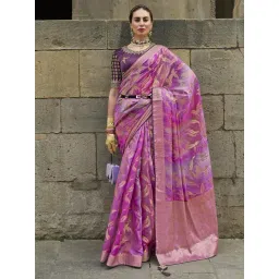 Saree Mall Pink Self designed/Jacquard Self Saree with Blouse Piece-picture-35