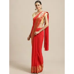Saree mall Red & Golden Solid Saree-picture-23