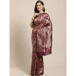 Saree mall Violet & Golden Woven Design Banarasi Saree-picture-16