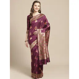 Saree mall Wine-Coloured & Golden Woven Design Banarasi Saree-picture-25