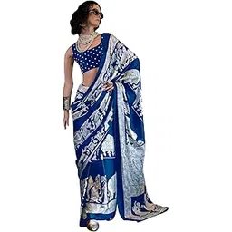 saree mall Women's Crepe Kalamkari Printed Saree With Unstitched Blouse Piece (KONZAI405005A_RJ_Parent)-picture-52