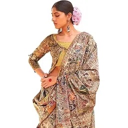 saree mall Women's Silk Blend Madhubani Printed Saree With Unstitched Blouse Piece-picture-42