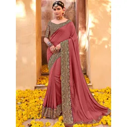 Saree mall Zari Mauve & Purple Silk Blend Sarees-picture-35