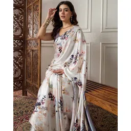saree mall Women Floral Print Satin Silk Saree image 4