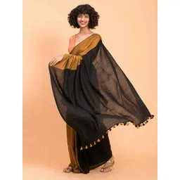 Saree star Colourblocked Taant Sarees With Blouse-picture-33