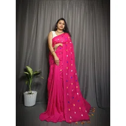 Saree star Floral Printed Pure Cotton Taant Sarees With Blouse-picture-23