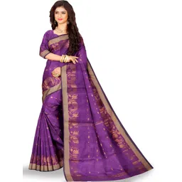 Saree star Woven Design Silk Cotton Taant Sarees With Blouse-picture-21