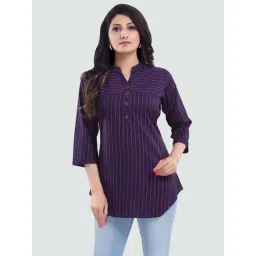 Saree Swarg Blue Printed A Line Short Kurti-picture-10