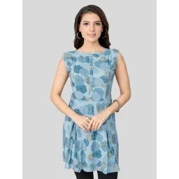 Saree Swarg Blue Printed A-Line Short Kurti-picture-40