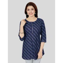 Saree Swarg Blue Printed A-Line Short Kurti-picture-10