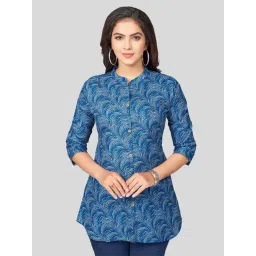 Saree Swarg Blue Printed Short Kurti-picture-16