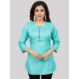 Saree Swarg Blue Woven Pattern Straight Short Kurti-picture-11