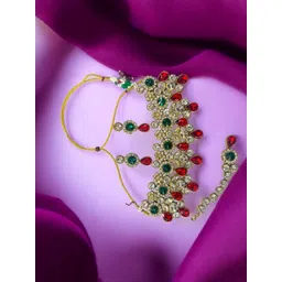 Saree Swarg Brass-Plated Stone-Studded Jewellery Set-picture-20