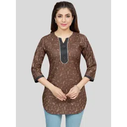 Saree Swarg Brown Printed Straight Short Kurti-picture-43
