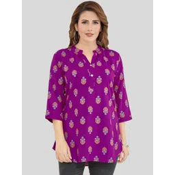 Saree Swarg Ethnic Motifs Printed Mandarin Collar Kurti-picture-30