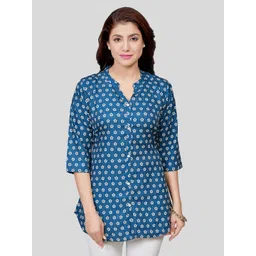 Saree Swarg Floral Printed Mandarin Collar A-Line Kurti-picture-30