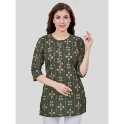 Saree Swarg Green Printed A Line Kurti-picture-39