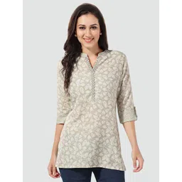 Saree Swarg Mandarin Collar Printed Tunic-picture-11