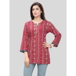 Saree Swarg Red Printed A Line Short Kurti-picture-45