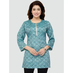 Saree Swarg Women Blue Ethnic Motifs Printed Kurti-picture-13