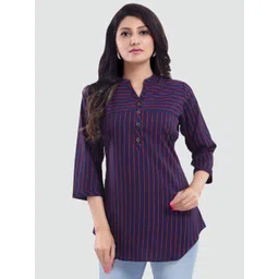 Saree Swarg Women Blue Striped Kurti-picture-15