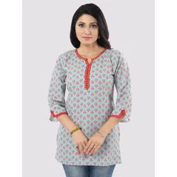 Saree Swarg Women Green Ethnic Motifs Printed Kurti-picture-39