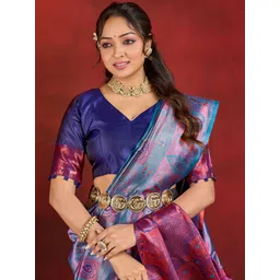 Sareezaa Ethnic Motifs Zari Silk Blend Handloom Banarasi Saree-picture-33