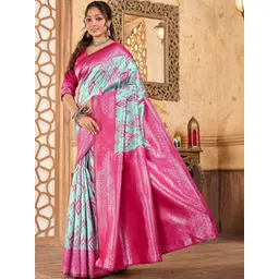 Sareezaa Zari Silk Blend Handloom Banarasi Saree-picture-33