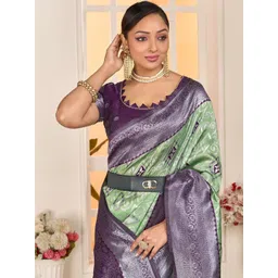Sareezaa Zari Silk Blend Heavy Work Banarasi Saree-picture-11