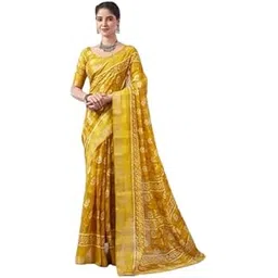 saretra mall SAREEZAA Women's Cotton Printed Saree with Zari Stripe and Unstitched Blouse Piece-picture-42