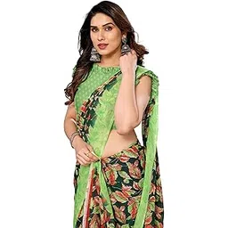saretra mall SAREEZAA Women's Flower Printed Georgette Saree with Unstitched Blouse Piece-picture-27