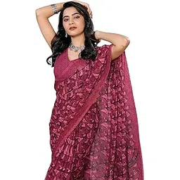 saretra mall Saretramall Women's Floral Printed Georgette Saree with Unstitched Blouse Piece-picture-24