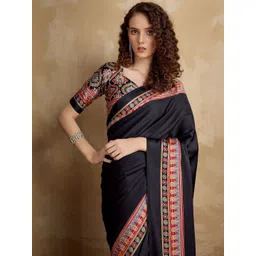 sareyavella Ethnic Motifs Phulkari Pure Crepe Bagru Saree-picture-10
