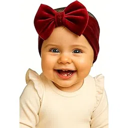 sarose clothing Sarose Bow Hair Bands for Baby Girls, Handmade Baby Hair Band Headbands, Cute Elastic Hairband for Baby Girl, Soft Velvet Head Band Headband for Baby Girl Newborn Infant Toddlers (Wine, 6M to 5Y)-picture-22