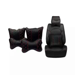Sarte Universal Red &a; Black Faux Leather 4 Wheeler Butterfly All Cars Car Neck Rest Pillow Cushion (Pack of 4)-picture-35