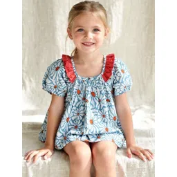 saruche Printed Cotton Boat Neck Balloon Tops image 5